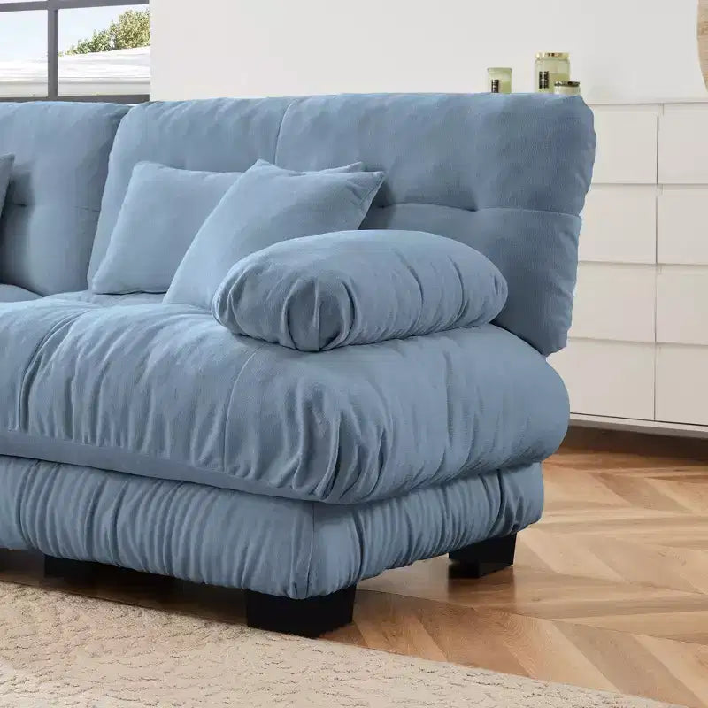 Canapé d'angle 3 places modulable, canapé à assise profonde, canapé en chenille, canapé confortable et moelleux, meubles rembourrés, chenille, café clair