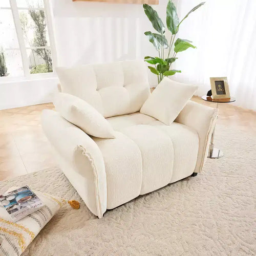 47 Single Seater Sofa with High-Resilience Support Cushions and Throw Pillows, Modern Design for Living Room White