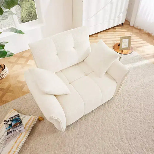 Canapé monoplace 47 avec coussins de soutien à haute résilience et oreillers décoratifs, design moderne pour salon Blanc