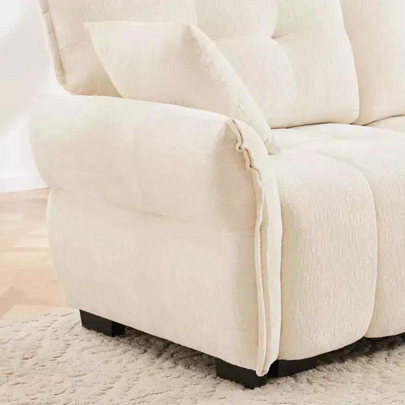 Canapé monoplace 47 avec coussins de soutien à haute résilience et oreillers décoratifs, design moderne pour salon Blanc
