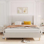 Bed Frame, Upholstered Platform Corduroy Bed Frame with Vertical Channel Tufted Headboard, No Box Spring Needed