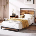King Bed Frame with Headboard & Footboard & Large Under Bed Storage, 10 Non-Slip Without Noise Strong Wooden Slats Support Platform Bed Frame