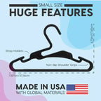 Cintres IRIS USA, cintres en plastique souple et durable avec encoches pour les épaules et crochets pour accessoires
