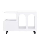 CLIHOME Table d'appoint mobile avec roulettes verrouillables, Table de chevet étroite de 30 cm, Table basse avec tiroir de rangement multicouche