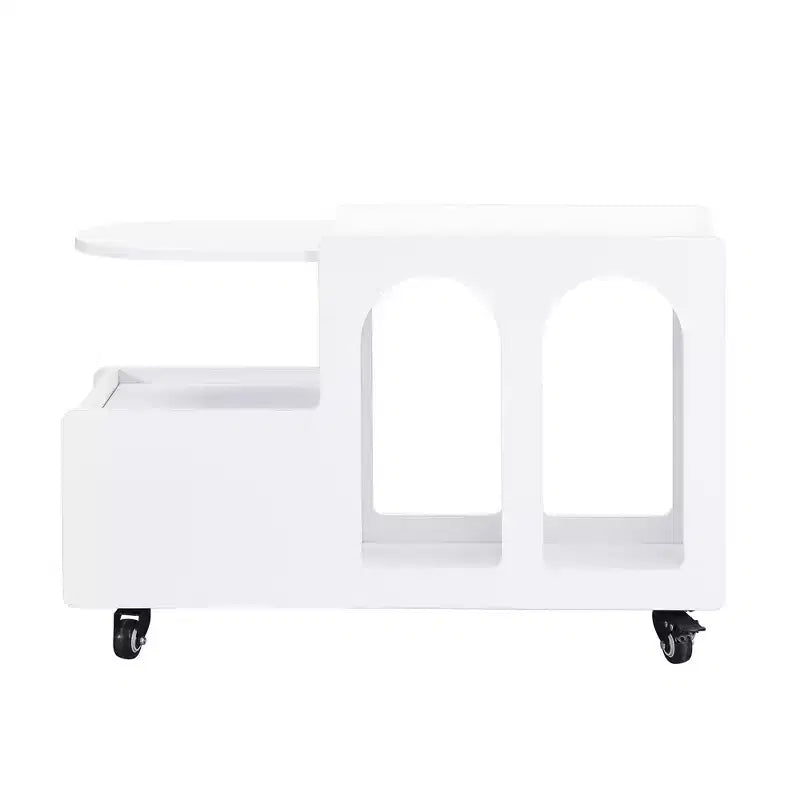 CLIHOME Table d'appoint mobile avec roulettes verrouillables, Table de chevet étroite de 30 cm, Table basse avec tiroir de rangement multicouche