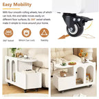 CLIHOME Table d'appoint mobile avec roulettes verrouillables, Table de chevet étroite de 30 cm, Table basse avec tiroir de rangement multicouche