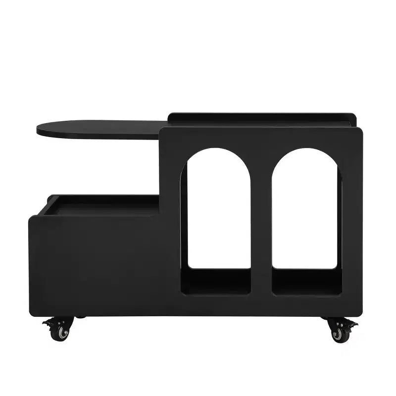 CLIHOME Table d'appoint mobile avec roulettes verrouillables, Table de chevet étroite de 30 cm, Table basse avec tiroir de rangement multicouche