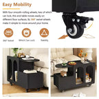 CLIHOME Table d'appoint mobile avec roulettes verrouillables, Table de chevet étroite de 30 cm, Table basse avec tiroir de rangement multicouche