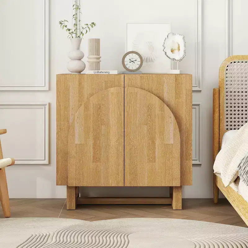 GDFStudio Qi Vintage 31.50'' Wooden Cabinet with 2 Doors and Adjustable Shelf