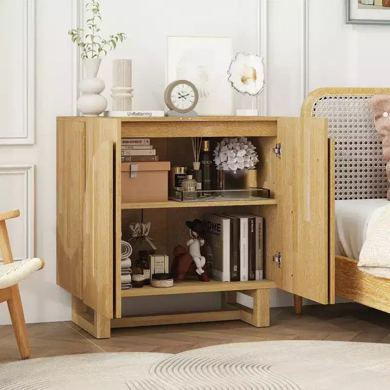 GDFStudio Qi Meuble vintage en bois de 80 cm avec 2 portes et étagère réglable