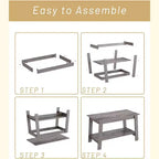 Table basse avec deux niveaux de rangement, table basse de salon moderne de style ferme industrielle, facile à assembler