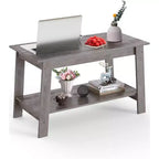 Table basse avec deux niveaux de rangement, table basse de salon moderne de style ferme industrielle, facile à assembler