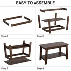 Table basse avec deux niveaux de rangement, table basse de salon moderne de style ferme industrielle, facile à assembler