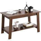 Table basse avec deux niveaux de rangement, table basse de salon moderne de style ferme industrielle, facile à assembler