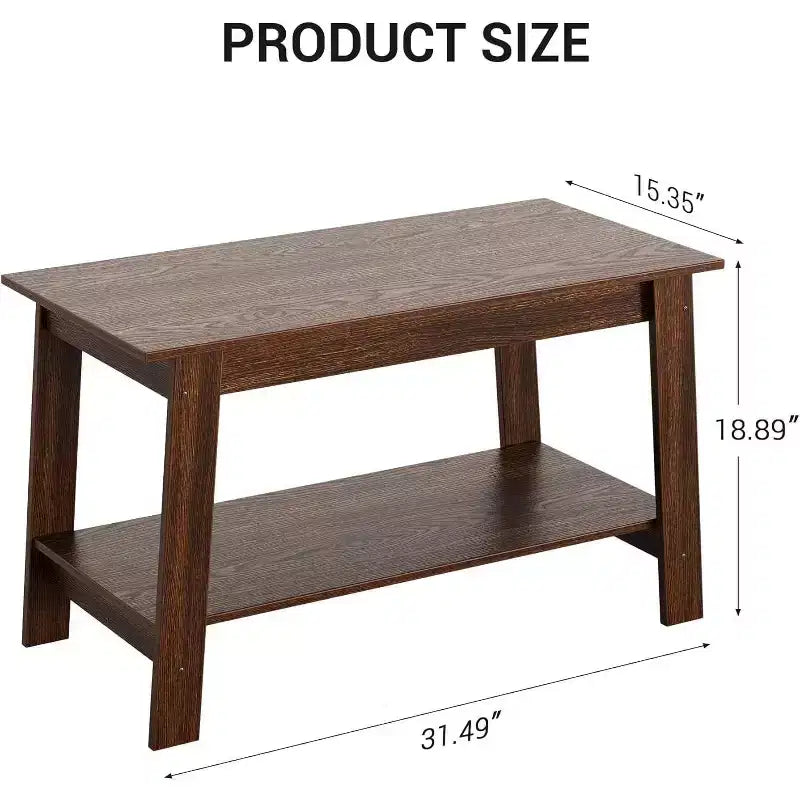 Table basse avec deux niveaux de rangement, table basse de salon moderne de style ferme industrielle, facile à assembler