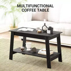 Table basse avec deux niveaux de rangement, table basse de salon moderne de style ferme industrielle, facile à assembler