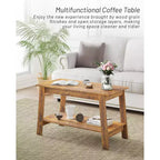 Table basse avec deux niveaux de rangement, table basse de salon moderne de style ferme industrielle, facile à assembler