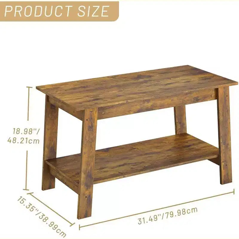 Table basse avec deux niveaux de rangement, table basse de salon moderne de style ferme industrielle, facile à assembler