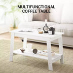 Table basse avec deux niveaux de rangement, table basse de salon moderne de style ferme industrielle, facile à assembler