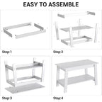 Table basse avec deux niveaux de rangement, table basse de salon moderne de style ferme industrielle, facile à assembler