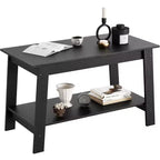 Table basse avec deux niveaux de rangement, table basse de salon moderne de style ferme industrielle, facile à assembler