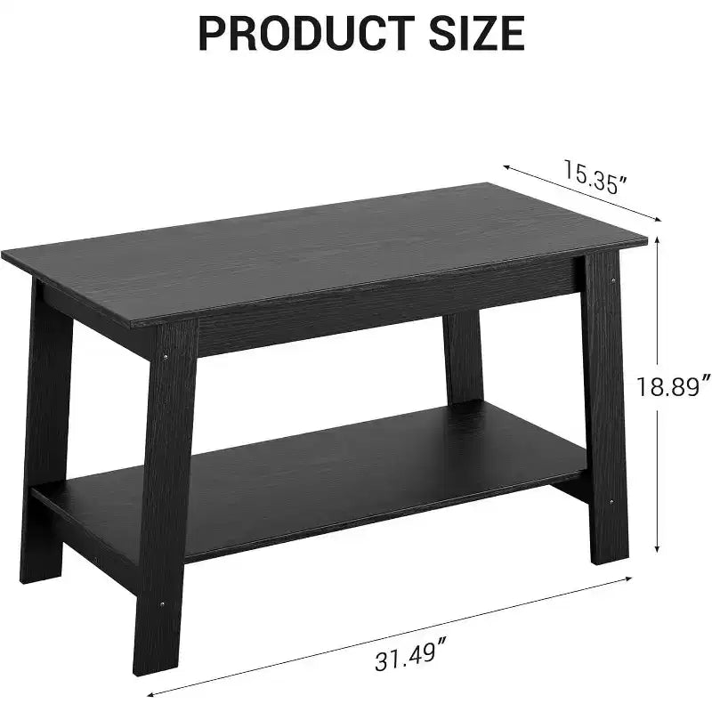 Table basse avec deux niveaux de rangement, table basse de salon moderne de style ferme industrielle, facile à assembler
