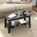 Coffee table with two levels of storage space, modern industrial farmhouse living room coffee table, easy to assemble