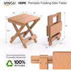 Table d'appoint pliante petite VINGLI en PEHD, tables basses d'appoint portables en plastique imperméables de style Adirondack, couleur teck