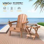 Table d'appoint pliante petite VINGLI en PEHD, tables basses d'appoint portables en plastique imperméables de style Adirondack, couleur teck