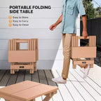 Table d'appoint pliante petite VINGLI en PEHD, tables basses d'appoint portables en plastique imperméables de style Adirondack, couleur teck