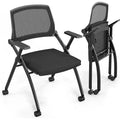 VINGLI 2-Pack Stackable Conference Chairs with Wheels, Folding, Padded Seat, Rebound Back, 350lbs