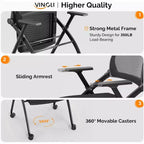VINGLI Lot de 2 chaises de conférence empilables à roulettes, pliantes, avec siège rembourré, dossier rebondissant, 158 kg