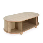 Table Basse Ovale en Bois Christopher Knight Home Arizona avec Porte Accordéon Semi-Couvrante et Rangement
