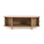 Table Basse Ovale en Bois Christopher Knight Home Arizona avec Porte Accordéon Semi-Couvrante et Rangement