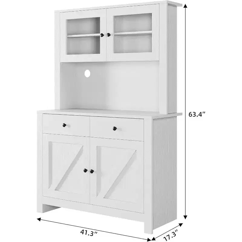 Meuble de cuisine autoportant avec support pour micro-ondes et buffet, étagères réglables pour salle à manger