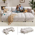 Dyonery Modular Sectional Sleeper Sofa with Pull Out Bed, U Shaped Sectional Sofa with USB Ports/Adjustable Backrest/2 Storage Seats