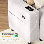 Canapé-lit modulaire sectionnel Dyonery avec lit gigogne, canapé sectionnel en U avec ports USB/dossier réglable/2 sièges de rangement