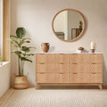 Bedroom Chest of Dresser Wood, 54 Drip Pattern Six-Drawer Chest with Faux Marble Top, for Nursery, Bedroom, Living Room (Oak.)