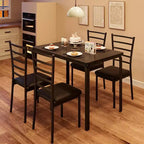 Ensemble de salle à manger carré 5 pièces avec 4 chaises - Cadre en métal peu encombrant et plateau de table en MDF - Parfait pour les petits espaces - Facile à assembler
