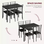 Ensemble de salle à manger carré 5 pièces avec 4 chaises - Cadre en métal peu encombrant et plateau de table en MDF - Parfait pour les petits espaces - Facile à assembler
