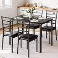 5-Piece Square Dining Table Set with 4 Chairs - Space-Saving Metal Frame & MDF Tabletop - Perfect for Small Spaces- Easy to Assemble