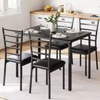 5-Piece Square Dining Table Set with 4 Chairs - Space-Saving Metal Frame & MDF Tabletop - Perfect for Small Spaces- Easy to Assemble
