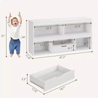 Bibliothèque enfant en bois GustoWave avec tiroir - Organisateur de rangement pour jouets pour salle de jeux, salle de classe, crèche et chambre d'enfant