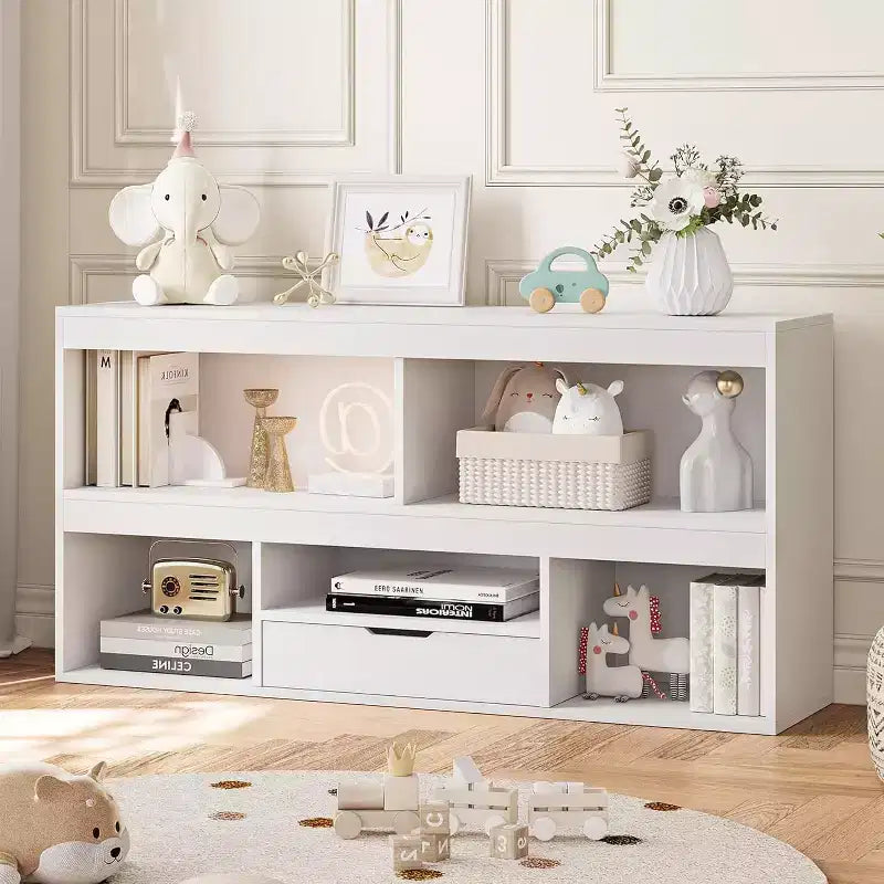 Bibliothèque enfant en bois GustoWave avec tiroir - Organisateur de rangement pour jouets pour salle de jeux, salle de classe, crèche et chambre d'enfant