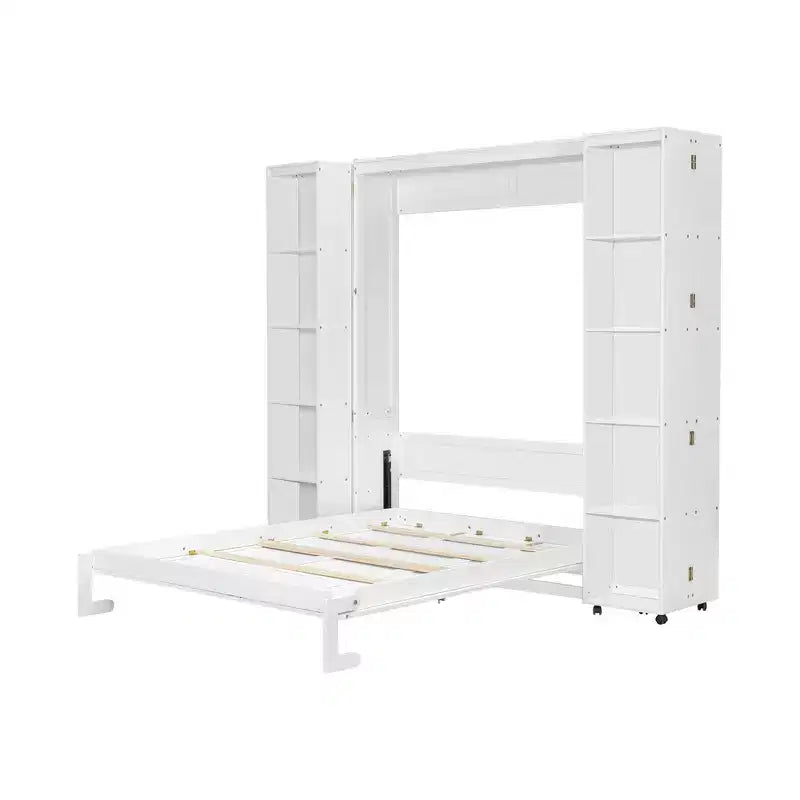 Lit escamotable Whisen Queen, grand rangement avec armoires push-pull et design élégant