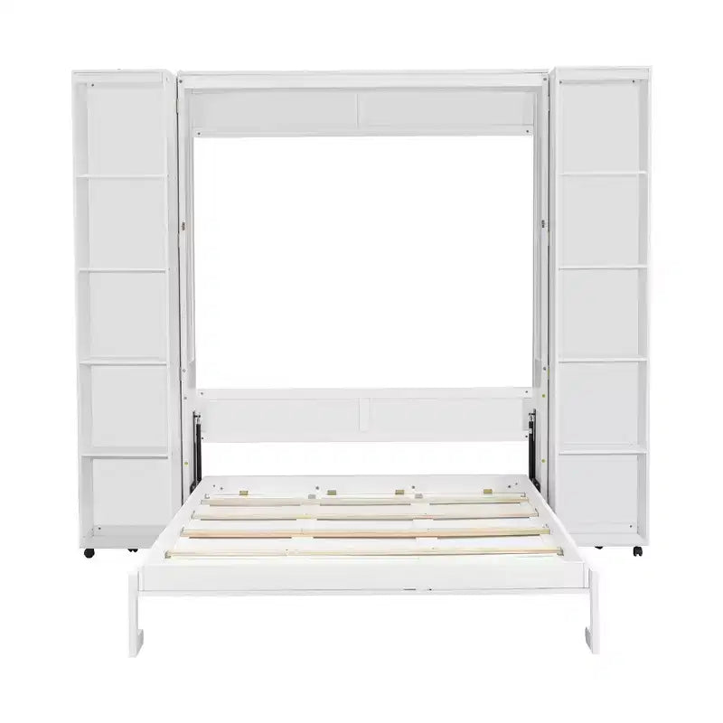 Lit escamotable Whisen Queen, grand rangement avec armoires push-pull et design élégant