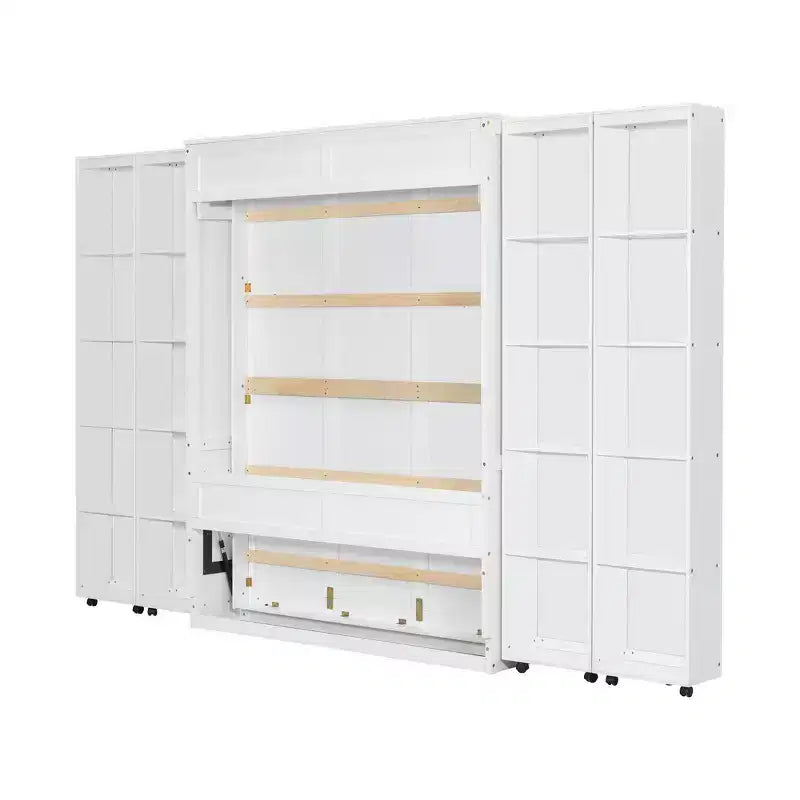 Lit escamotable Whisen Queen, grand rangement avec armoires push-pull et design élégant