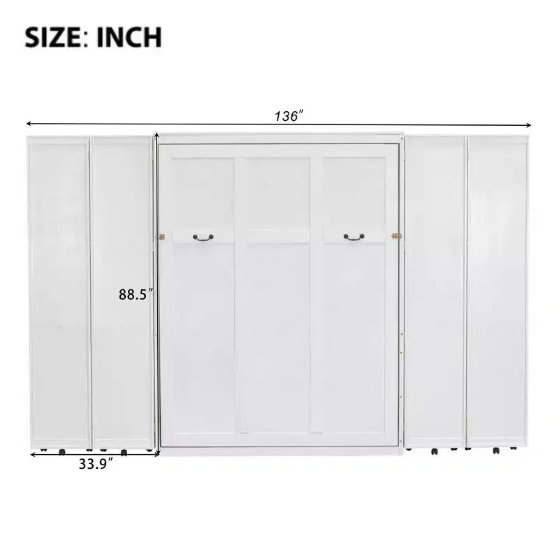 Lit escamotable Whisen Queen, grand rangement avec armoires push-pull et design élégant
