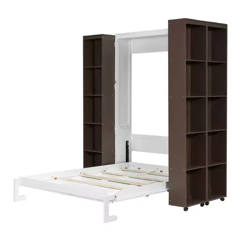 Lit escamotable Whisen Queen, grand rangement avec armoires push-pull et design élégant