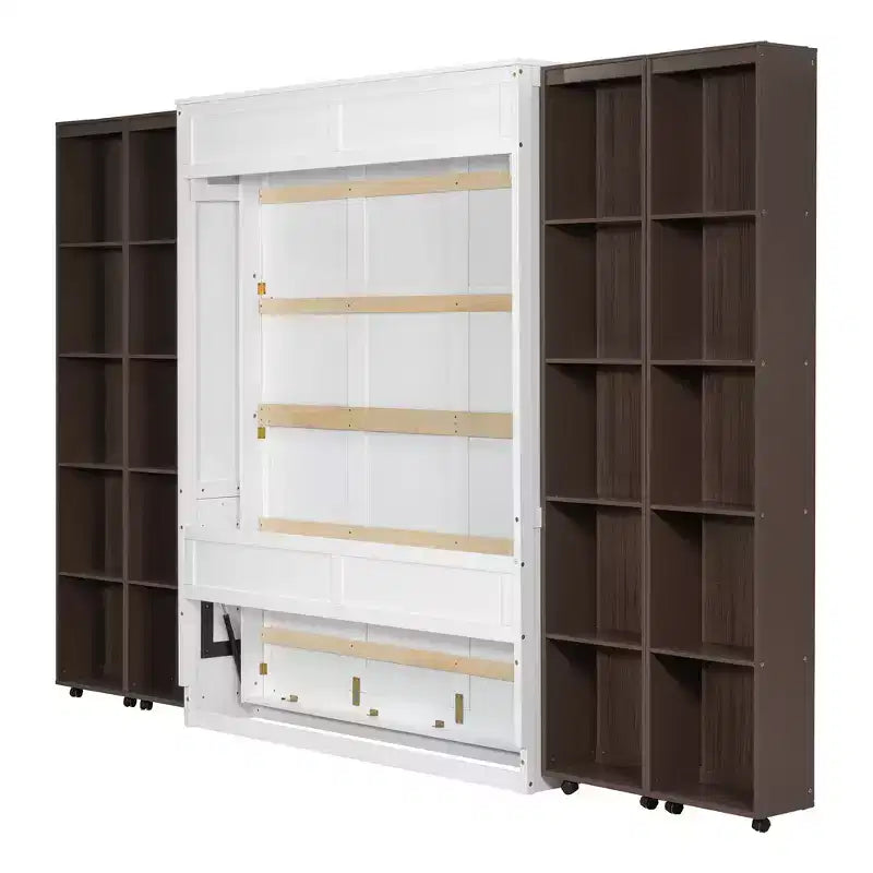 Lit escamotable Whisen Queen, grand rangement avec armoires push-pull et design élégant